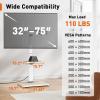 imagePerlegear Floor TV Stand with Power Outlet Universal TV Stand for 3275 inch TVs up to 110 lbs Height Adjustable Standing TV Mount Tall TV Mount with Wood Base Max VESA 600x400mm PGFS06White
