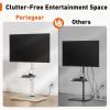 imagePerlegear Floor TV Stand with Power Outlet Universal TV Stand for 3275 inch TVs up to 110 lbs Height Adjustable Standing TV Mount Tall TV Mount with Wood Base Max VESA 600x400mm PGFS06White