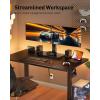 imagePerlegear Freestanding Dual Monitor Stand with Power Strip Computer Monitor Stand for 2 Screens up to 30 Inch Monitor Stand Riser with Glass Base and Adjustable Arms Holds 22 lbs per Arm PGTVS41B