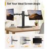 imagePerlegear Freestanding Dual Monitor Stand with Power Strip Computer Monitor Stand for 2 Screens up to 30 Inch Monitor Stand Riser with Glass Base and Adjustable Arms Holds 22 lbs per Arm PGTVS41B