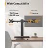 imagePerlegear Freestanding Dual Monitor Stand with Power Strip Computer Monitor Stand for 2 Screens up to 30 Inch Monitor Stand Riser with Glass Base and Adjustable Arms Holds 22 lbs per Arm PGTVS41B