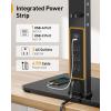 imagePerlegear Freestanding Dual Monitor Stand with Power Strip Computer Monitor Stand for 2 Screens up to 30 Inch Monitor Stand Riser with Glass Base and Adjustable Arms Holds 22 lbs per Arm PGTVS41B
