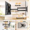 imagePerlegear Long Arm TV Wall Mount for 2665 inch TVs up to 100 lbs Corner TV Mount Bracket with 3165 Extension Swivel Tilt Articulating Arms Full Motion Wall Mount Max VESA 400x400mm PGMF25B
