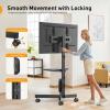 imagePerlegear Mobile TV Cart ClipOn Integrated Power Supply Rolling TV Stand Portable for 2360 TVs up to 88 lbs 3 Height Levels with Adjustable Tray TV Stand with Wheels Max VESA 400x400mm