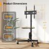 imagePerlegear Mobile TV Cart ClipOn Integrated Power Supply Rolling TV Stand Portable for 2360 TVs up to 88 lbs 3 Height Levels with Adjustable Tray TV Stand with Wheels Max VESA 400x400mm