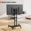 imagePerlegear Mobile TV Cart for 3282 Inch FlatCurved LEDLCDOLED TVs Rolling TV Stand with Height Adjustable Shelf Max VESA 600x400mm up to 100lbs Outdoor TV Stand Trolley with Wheels PGTVMC051deep black