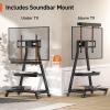 imagePerlegear Mobile TV Stand with Soundbar Mount Rolling Floor TV Stand with Wheels for 4380quot TVs up to 132lbs Mobile TV Cart with Storage Shelves Tilt Swivel Corner TV Cart Max VESA 600x400mm