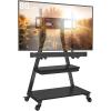 imagePerlegear Mobile TV Stand with Soundbar Mount Rolling Floor TV Stand with Wheels for 4380quot TVs up to 132lbs Mobile TV Cart with Storage Shelves Tilt Swivel Corner TV Cart Max VESA 600x400mm