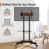 imagePerlegear Rolling TV Stand Mobile TV Stand on Wheels for 3285 Inch Screens up to 132 lbs Height Adjustable Mobile TV Cart with Metal Shelf Rolling TV Cart with Lockable Wheels Max VESA 600x400mm