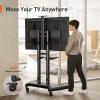 imagePerlegear Rolling TV Stand Portable TV Stand on Wheels for 5590 Inch Screens up to 200 lbs Adjustable Mobile TV Cart with AV Shelf ampamp Camera Shelf Outdoor Tv Stand Max VESA 800x500mm PGTVMC07