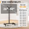 imagePerlegear Rolling TV Stand with Power Outlet Tilt ampamp Rotation TV Cart  Ideal for 2650 Inch TVs up to 55 lbs Featuring 8 Height Settings Max VESA 300x300mm PGTVMC19