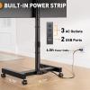 imagePerlegear Rolling TV Stand with Power Outlet Tilt ampamp Rotation TV Cart  Ideal for 2650 Inch TVs up to 55 lbs Featuring 8 Height Settings Max VESA 300x300mm PGTVMC19