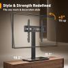 imagePerlegear Universal Swivel TV Stand with LED Lights for 3270 inch TVs Height Adjustable Table Top TV Stand with Tilt Tempered Glass Base Holds up to 88 lbs Max VESA 400x400mm PGTVS32BTabletop Swivel Stand