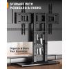 imagePerlegear Universal Swivel TV Stand with Pegboard Storage Height Adjustable Table top TV Stand Mount for 4290 Inch TVs up to 150 lbs with Large Glass Base for Stability Max VESA 600x400mm PGTVS36