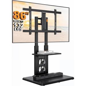 imagePerlegear Floor TV Stand with Mount for 3286quot TVs up to 132 lbs Tall TV Stand with Pegboard and 6 Height Settings TV Swivel Stand with Wooden Base Max VESA 600x400mm PGFS13