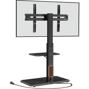 imagePerlegear Floor TV Stand with Power Outlet Universal TV Stand for 3275 inch TVs up to 110 lbs Height Adjustable Standing TV Mount Tall TV Mount with Wood Base Max VESA 600x400mm PGFS06Black