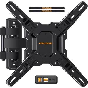 imagePerlegear Full Motion TV Mount for Most 2665 inch Flat or Curved TVs up to 82 lbs Wall Mount TV Bracket with Articulating Arms ToolFree Tilt Swivel Extension Max VESA 400x400mm PGMF3