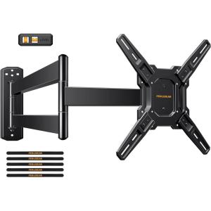 imagePerlegear Long Arm TV Wall Mount for 2665 inch TVs up to 100 lbs Corner TV Mount Bracket with 3165 Extension Swivel Tilt Articulating Arms Full Motion Wall Mount Max VESA 400x400mm PGMF25B
