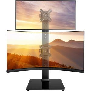 imagePerlegear Monitor Stand Dual Monitor Mount for Two 1340 inch Screens Vertical Monitor Stand with 360 Degree Rotation Swivel and Tilt 13 Height Settings Max VESA 100x100mm PGTVS30