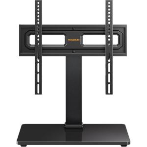 imagePerlegear TV Stand Mount Universal Swivel TV Stand for 3265 Inch LCDLEDOLED TVs up to 88 lbs TV Legs with Tempered Glass Base Height Adjustable TV Base Stand with Tilt Max VESA 400x400mmDeep Black