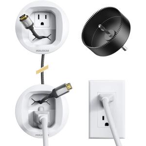 imagePerlegear inWall Cable Management Kit TV Cord Hider for Wall Mounted TV and Speakers Power and Low Voltage Wire Management Includes Drill Template Dust Bag and Drill Attachment for Easy Install