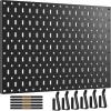 imagePerlegear Metal Pegboard 20 lbs Max Load Wall Organizer with 6 Hooks ampamp 5 Hook ampamp Loop Strips Fits Any TV Mount Black Pegboard for Living Room Home Office ampamp Home Entertainment Organization PGPB01B