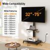 imagePerlegear Rolling TV Stand with LED Lights for 3275 TVs up to 110 lbs Mobile TV Stand with Swivel Tilt and 18 Height Levels TV Cart with Wheels and Solid Wood Base Max VESA 600x400mm PGTVC32BBlack With Power Outlet