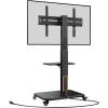 imagePerlegear Rolling TV Stand with LED Lights for 3275 TVs up to 110 lbs Mobile TV Stand with Swivel Tilt and 18 Height Levels TV Cart with Wheels and Solid Wood Base Max VESA 600x400mm PGTVC32BBlack With Power Outlet