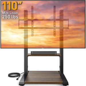 imagePerlegear Floor TV Stand with Power Strip for 50110 inch TVs up to 250 lbs Universal Standing TV Mount Height Adjustable Tall TV Mount with Wood Base amp Adjustable Feet Max VESA 800x600mm PGFS20BLarger Size with No Wheels