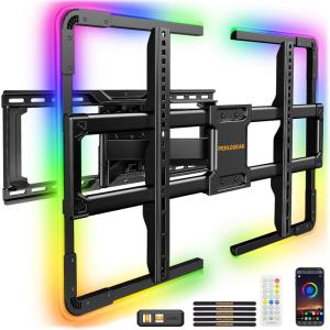 imagePerlegear AuraFrame PreAssembled TV Wall Mount with LED Light for 4290 TVs up to 150 lbs Full Motion Wall Mount Tilt Swivel amp Extension TV Backlights with Music Sync Max VESA 600 x 400mmTV Mount with LED Backlight