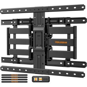 imagePerlegear Ultra Slim TV Wall Mount 11 Low Profile for 4290 TVs Fits 1624 Studs Full Motion TV Mount Wall Bracket with Dual Articulating Arms Swivel Tilt Max VESA 600x400mm Holds 132lbs
