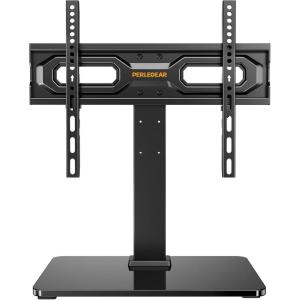 imagePerlegear Universal TV Stand with Power Outlet Swivel TV Stand for 3272 inch TVs up to 99 lbs TV Base with Tempered Glass Base Height Adjustable TV Mount Stand Max VESA 600x400mm PGTVS482360 Inch