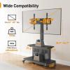 imagePerlegear Rolling TV Stand for 32110 TVs up to 250 lbs Outdoor TV Stand with Large Wheels Handle amp Power Outlet Height Adjustable Mobile TV Cart with Wood Shelf Max VESA 800x600mm PGTVMC24BFits 3280 Inch Tvs