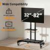imagePerlegear Rolling TV Stand for 32110 TVs up to 250 lbs Outdoor TV Stand with Large Wheels Handle amp Power Outlet Height Adjustable Mobile TV Cart with Wood Shelf Max VESA 800x600mm PGTVMC24BFor 3282 Tvs