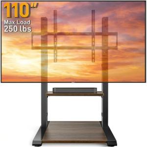 imagePerlegear Rolling TV Stand for 32110 TVs up to 250 lbs Outdoor TV Stand with Large Wheels Handle amp Power Outlet Height Adjustable Mobile TV Cart with Wood Shelf Max VESA 800x600mm PGTVMC24Bfor 50110 TVs